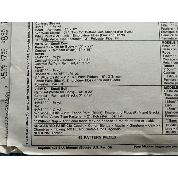 McCalls Sewing pattern 4275 plush cows sewing pattern - Picture 4 of 6